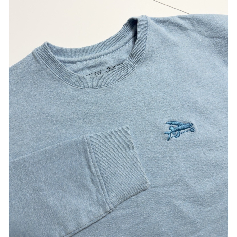 Patagonia Men's Flying Fish Uprisal Crew Logo Sweatshirt Sz L Blue Outdoors Hike